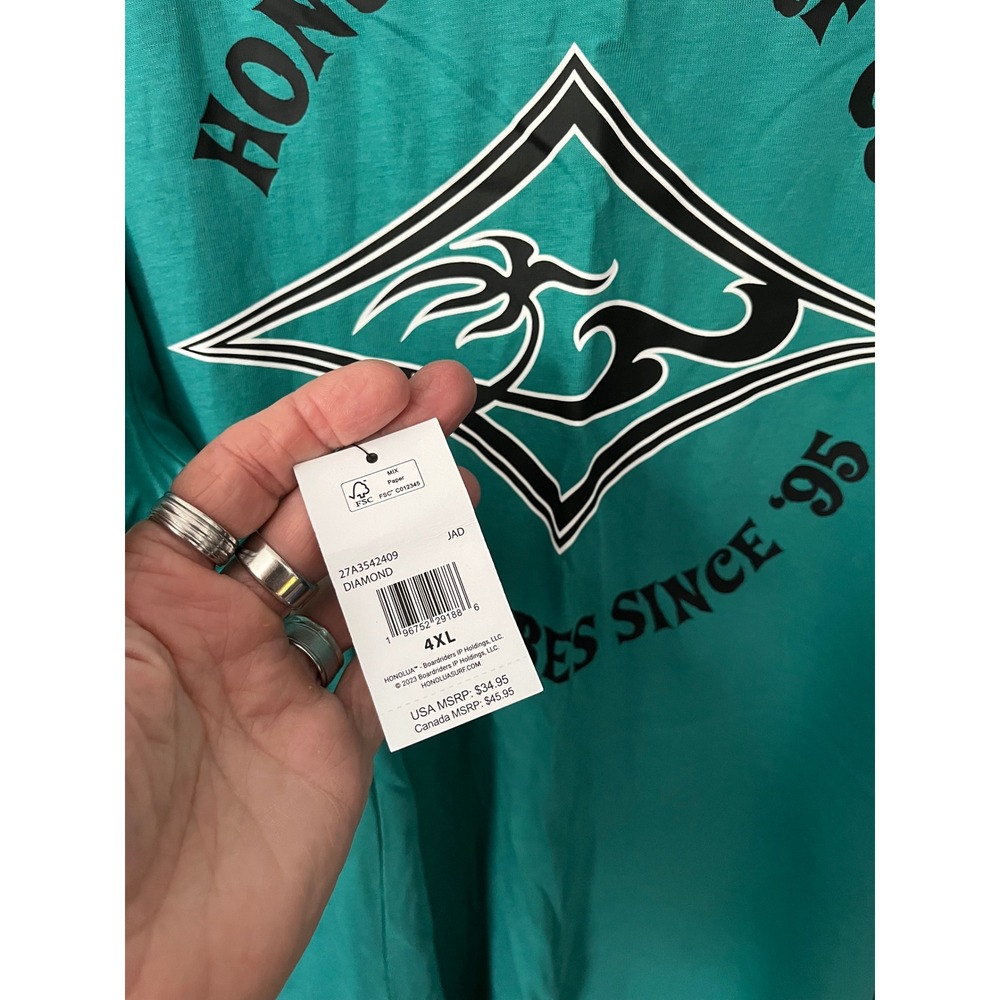 NWT Honolua Surf Co T-shirt Teal Diamond 4XL - Picture 5 of 6